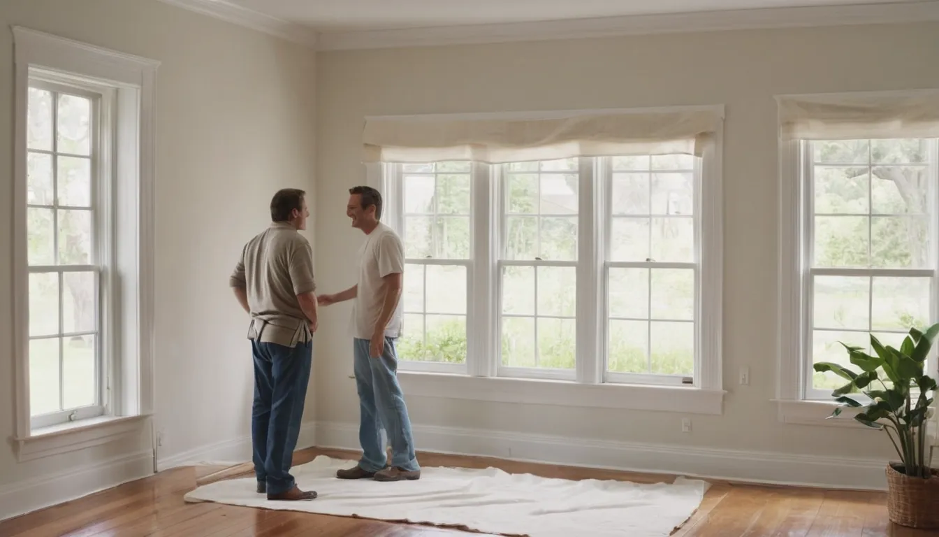 Friendly homeowner and a local window provider checking a newly installed double-hung window in a Alexandria home